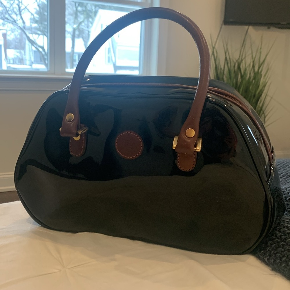 Liz Claiborne leather trim black shiny bag
